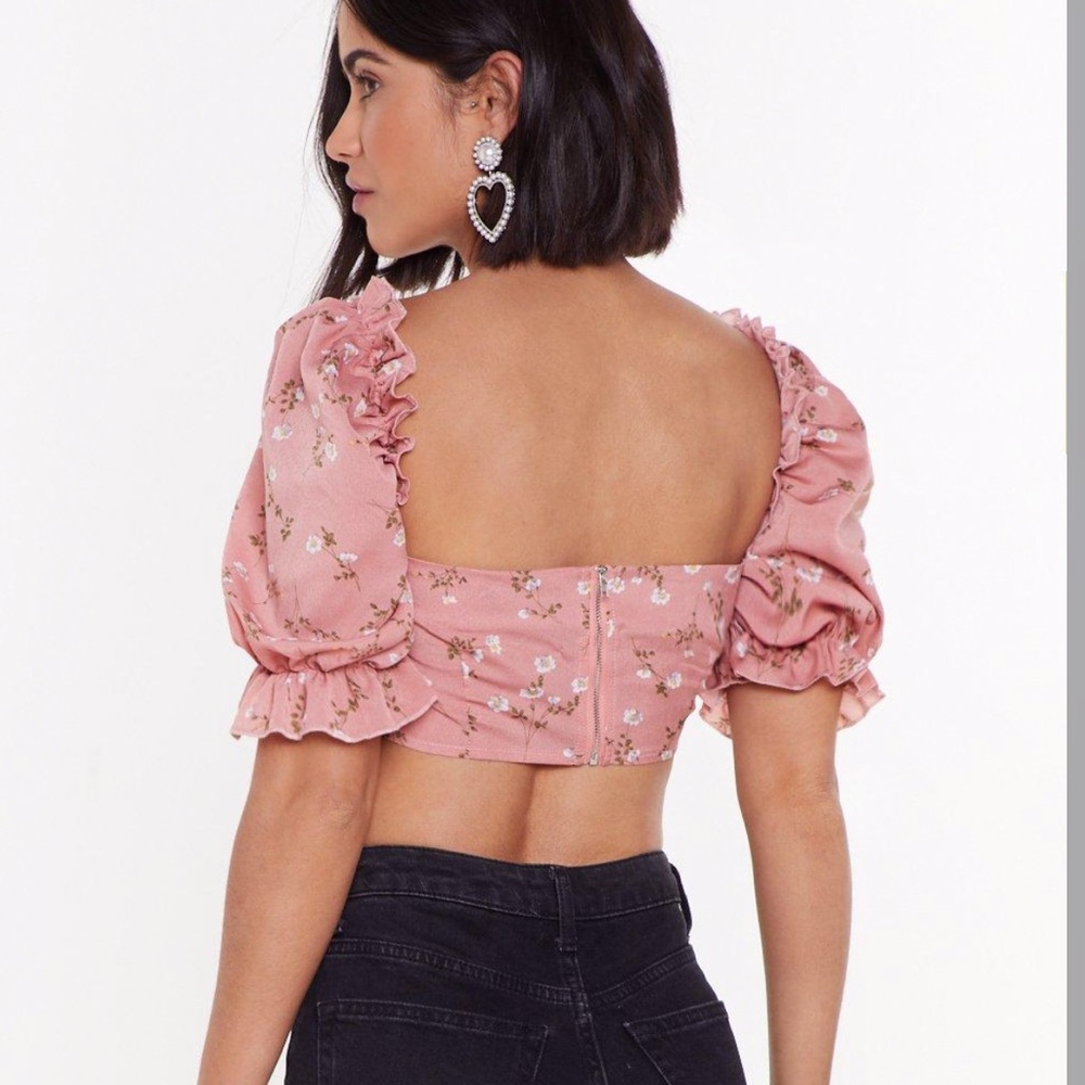 Nasty Gal A large Rose Please Diamante buckle top - Picture 3 of 9